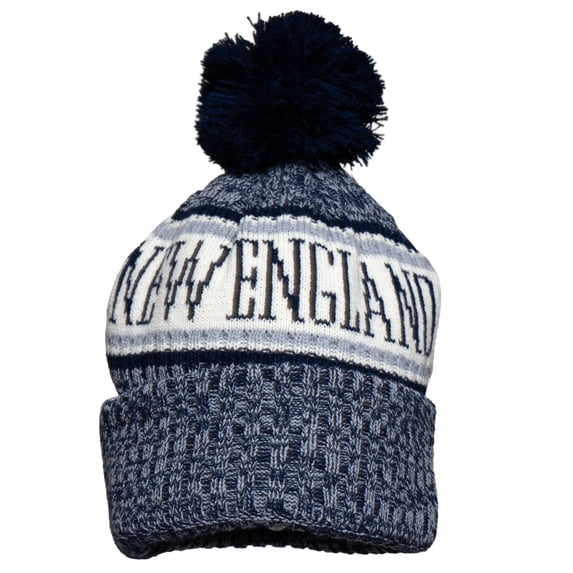 TOP HEADWEAR City Beanies for Football Fans - Cuff Knit Winter Skull Cap with Pom, New England