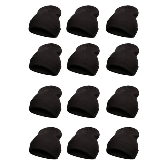 TOP HEADWEAR Solid Winter Long Beanie - 12 Piece Wholesale - Black