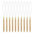 thumbnail image 1 of Hair Extensions Loop Needle Threader Pulling Hook, Threaders with Wooden Handle Bead for Extension, 1 of 4