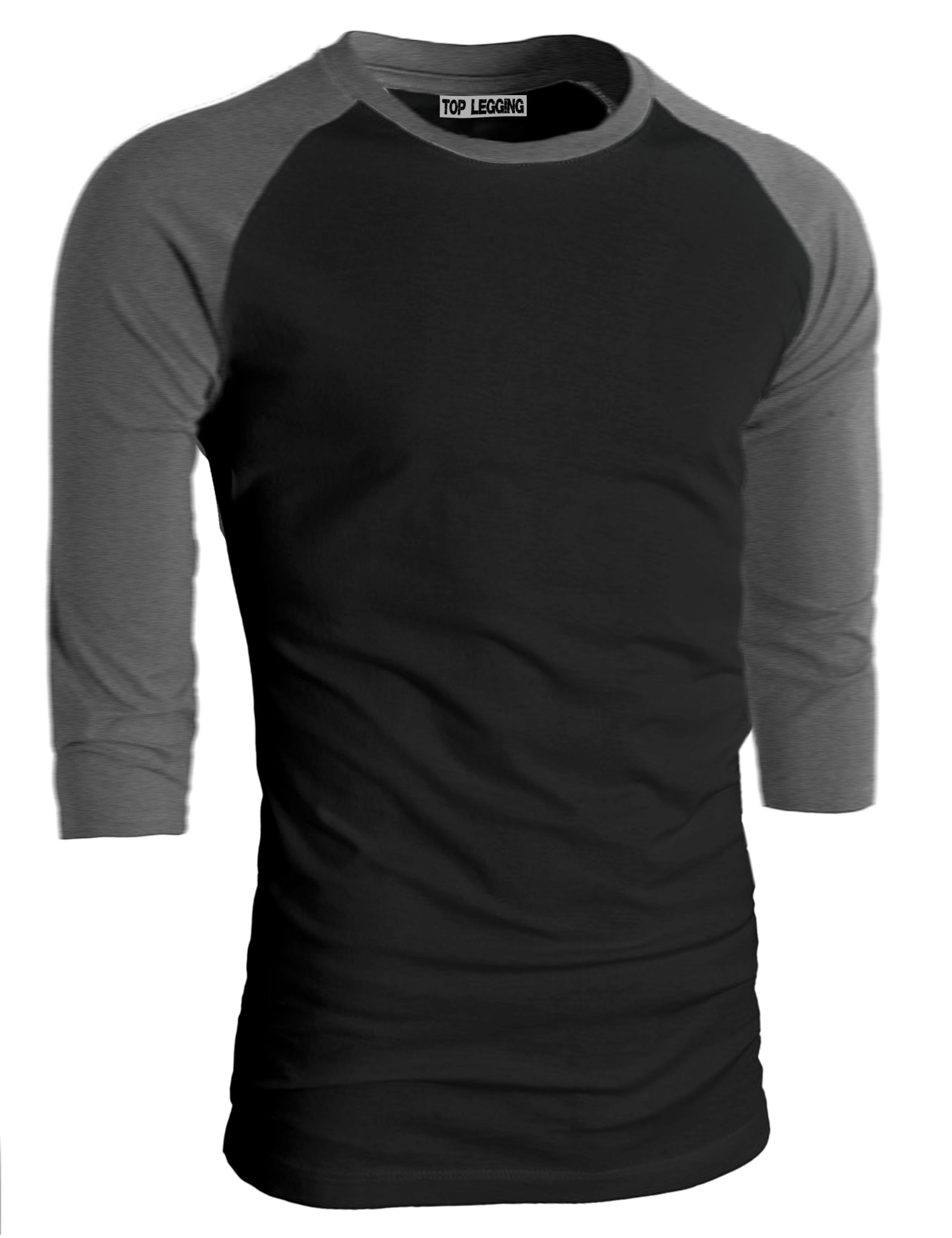 TOP LEGGING Men's Baseball Tee Shirt Casual Cotton Plain 3/4 Sleeve