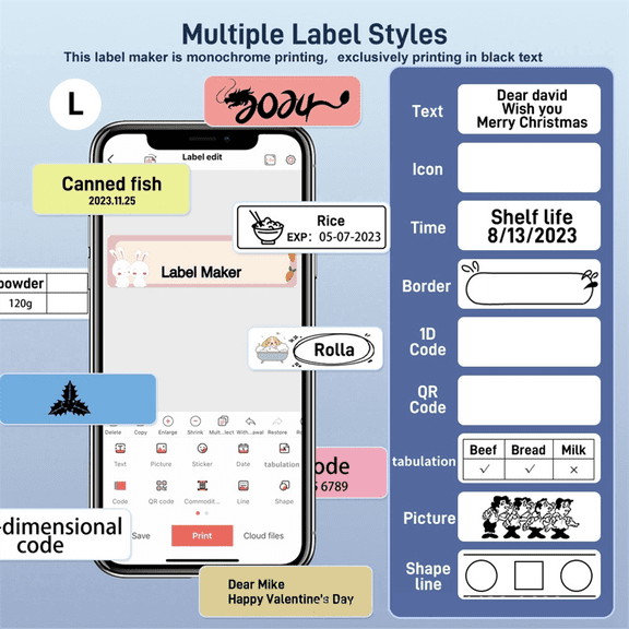 TOP! Label Maker Machine - Bluetooth, Multifunctional for Business, Office, Retail, Pink
