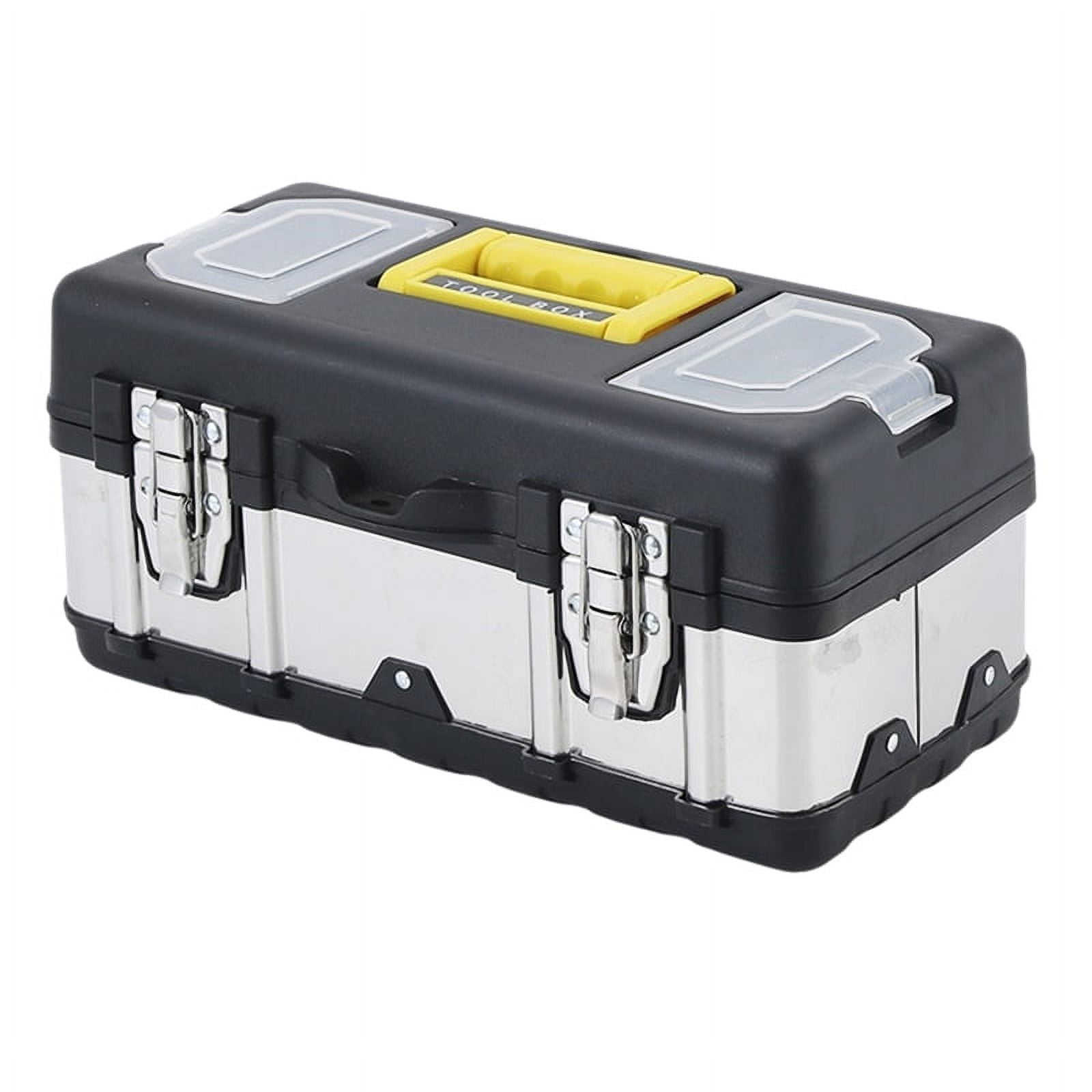 TOP! Large Capacity Tool Box Portable Hardware Storage Home Car Repair 20 Inch Stainless Steel