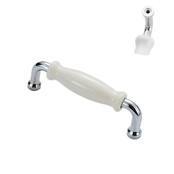 TOP-MAX 1PCS Cream Zinc Alloy Cabinet Handle Ceramic Cabinet Pulls Minimalist Style (Screws Included)