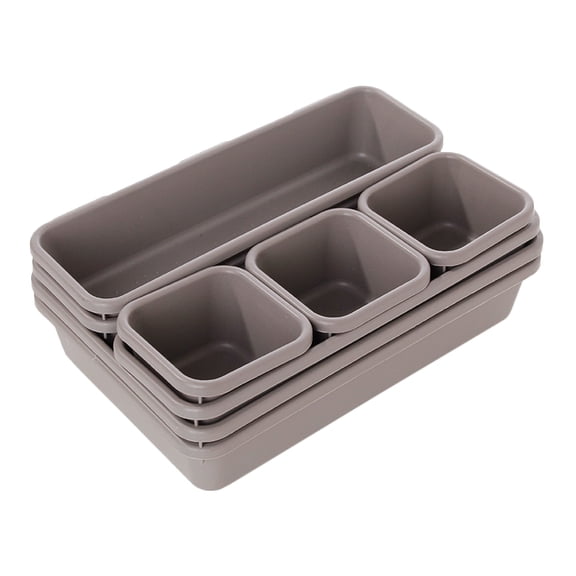 TOP-MAX 1Set / 8PCS Desk Drawer Organiser Storage Organizer Case with Interlocking Design Grey