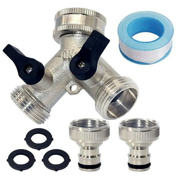 TOP-MAX 2-Way Water Tap Distributor Water Pipe Connection Adapter with 3/4inch Female Threaded Adapter