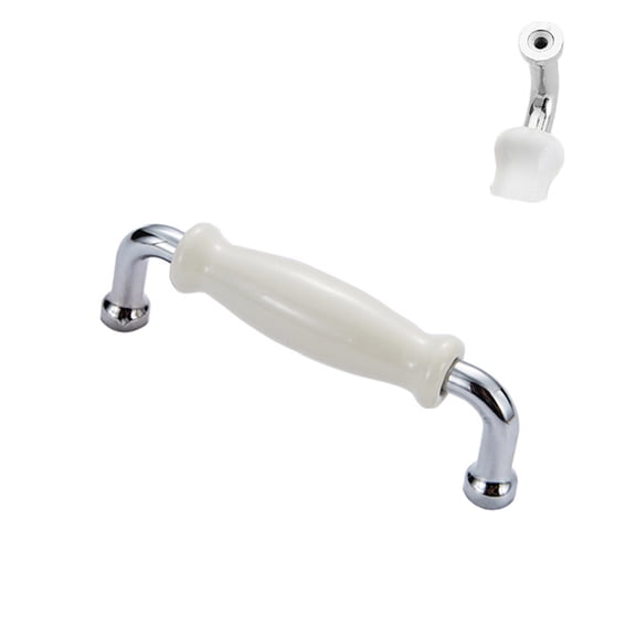 TOP-MAX 2PCS Cream Zinc Alloy Cabinet Handle Ceramic Cabinet Pulls Minimalist Style (Screws Included)