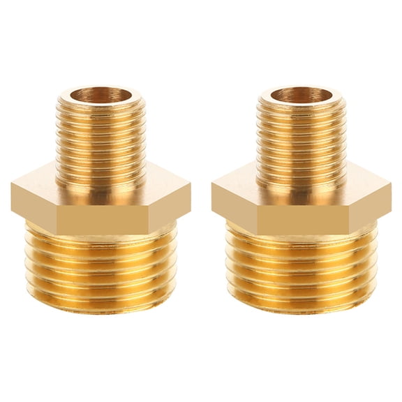 TOP-MAX 2PCS Dual Male Threads Brass Garden Hose Adapters Quick Release Connector (9.6mm / G1/8in to 16.2mm / G3/8in)