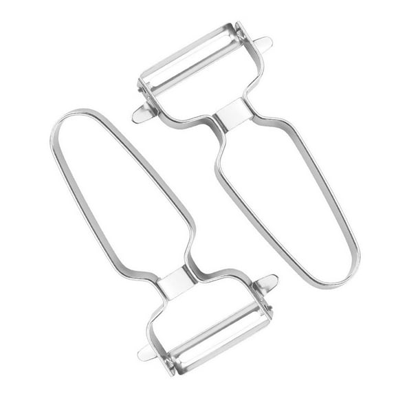 TOP-MAX 2PCS Household Melon Peeler Stainless Steel Kitchen Peeler Multi-function Fruit Vegetable Peeler (Flat with Ear Picker)