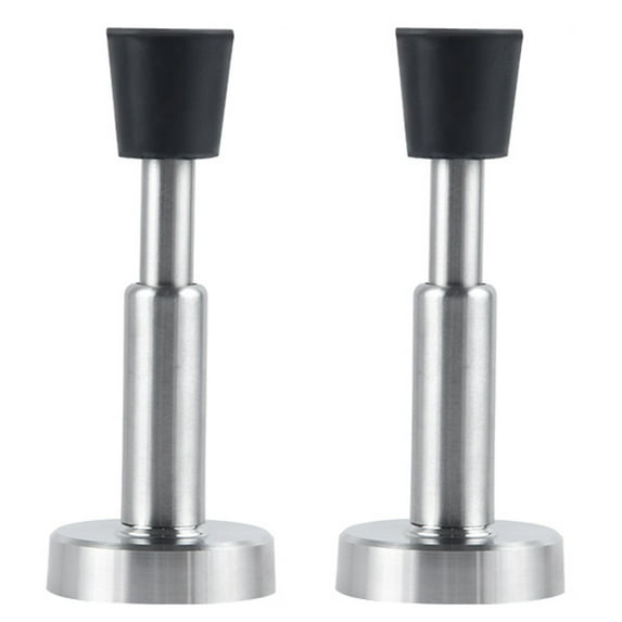 TOP-MAX 2PCS Self-Adhesive Door Stopper Stainless Steel Door Safety Catch Stopper Wall Protector Bedroom Door Stops (Silver)