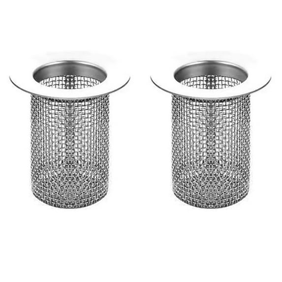 TOP-MAX 2PCS Stainless Steel Drain Pipe Filter Stainless Steel Kitchen Sink Drainage Strainer Bathroom Sink Drain Strainer (Short Model)