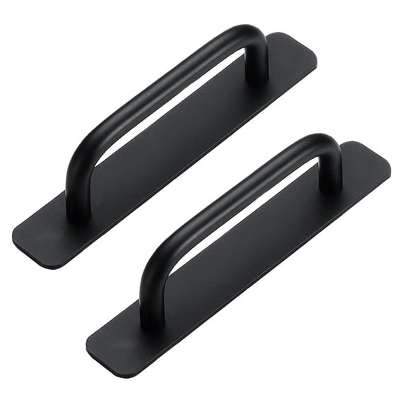 TOP-MAX 2pcs Self-Adhesive Door Handle Aluminium Alloy Door Handle for Shower Rooms Bathroom Bedroom Black Small