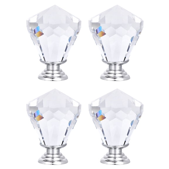 TOP-MAX 4PCS Artificial Crystal Diamond -Shaped Cabinet Exterior Knobs Pulling Handles Drawer Handles