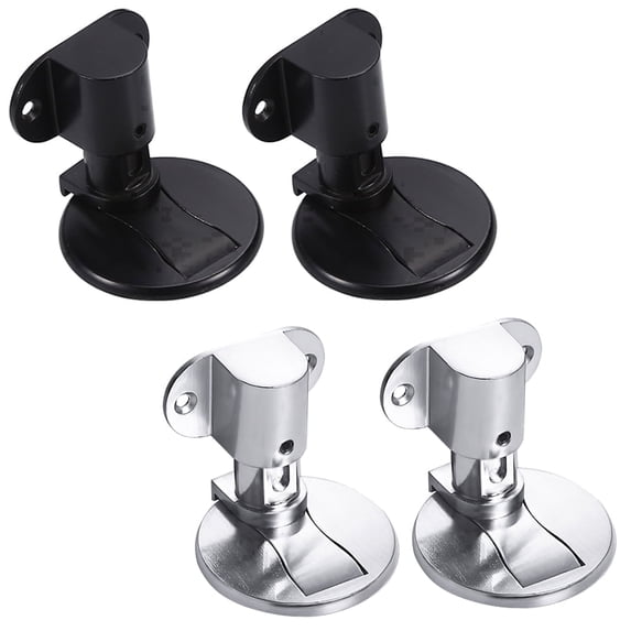 TOP-MAX 4PCS Metal Magnetic Door Stoppers Zinc Alloy Door Stopper Holder Adjustable Height Door Safety Catch Stopper Silver+Black