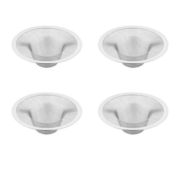TOP-MAX 4PCS Stainless Steel Drain Pipe Filter Kitchen Sink Strainer Mesh Drain Strainer for Bathroom Shower Bathtub (Large)