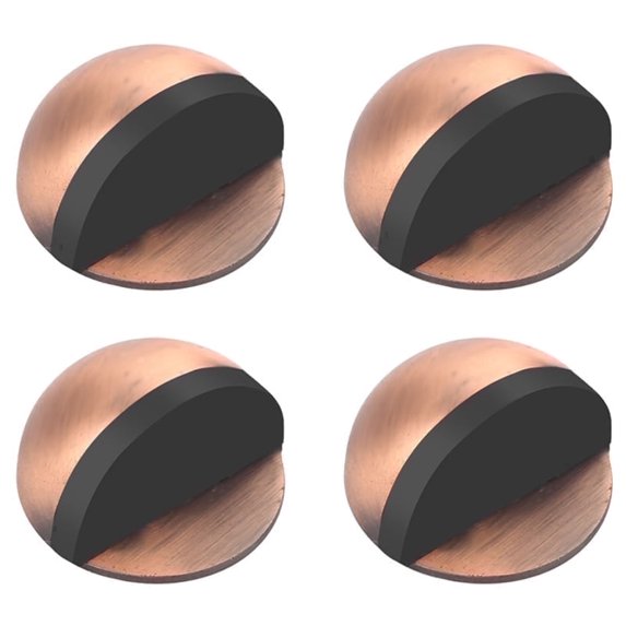 TOP-MAX 4PCS Stainless Steel Floor Door Stopper with Thicken Base Semi-Circle Design No-Punch Rubber Doorstop Vintage Red