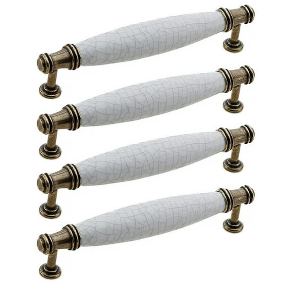 TOP-MAX 4PCS Zinc Alloy Cabinet Handle Cabinet Pulls with Ceramic Marbling Design White