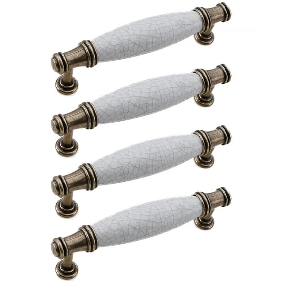 TOP-MAX 4PCS Zinc Alloy Cabinet Handle Cabinet Pulls with Ceramic Marbling Design White
