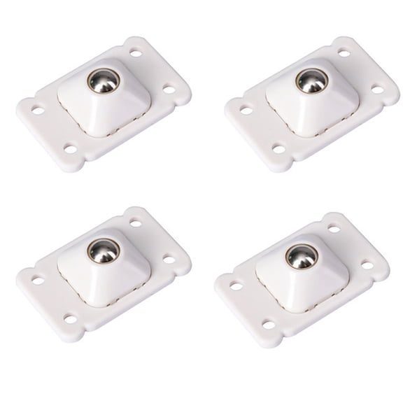 TOP-MAX 4Pcs ABS and 304 Stainless Steel Self-Adhesive Universal Pulley Mini Caster Wheels Smooth Sliding (White)