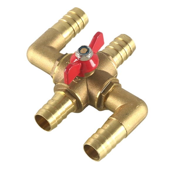 TOP-MAX 5/8 inch Or 3/4 inch Manual Water Control Valve, 4-Way Solid Brass Core Water Valve Gold
