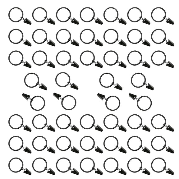 TOP-MAX 50PCS Curtain Rod Hooks Curtains Metal Rings Clips Rod Clips Shower Rod Hooks (38mm/1.5in Black)