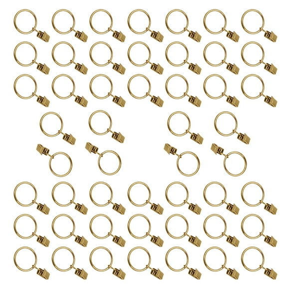 TOP-MAX 50PCS Curtain Rod Hooks Curtains Metal Rings Clips Rod Clips Shower Rod Hooks (38mm/1.5in Gold)