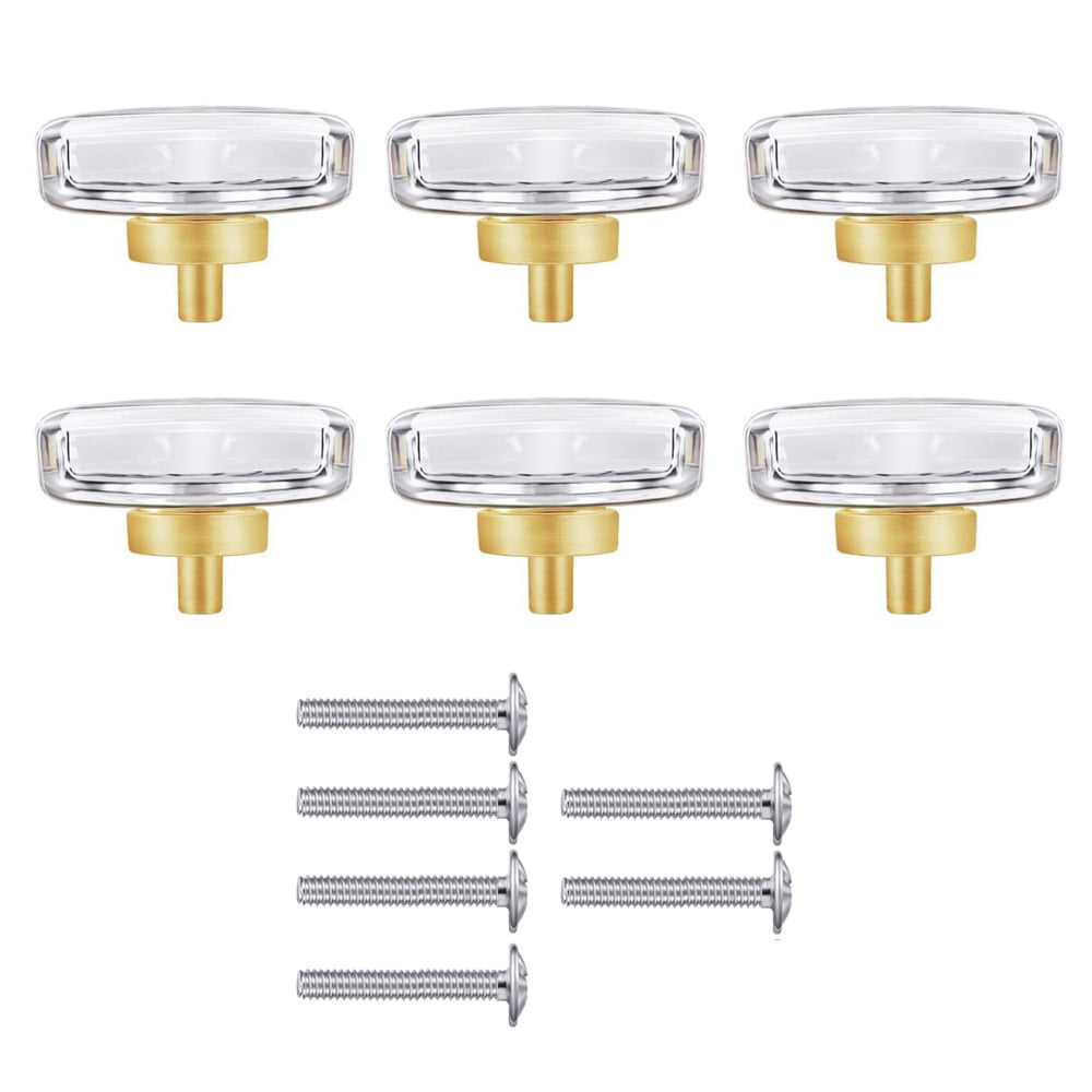 TOP-MAX 6PCS Artificial Crystal Cabinet Exterior Knob Rectangular Drawers Handles Cupboards Handles (Silver)