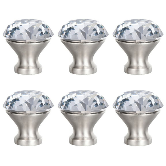 TOP-MAX 6PCS Artificial Crystal Diamond Cabinet Exterior Knobs Diamond Pulling Handles