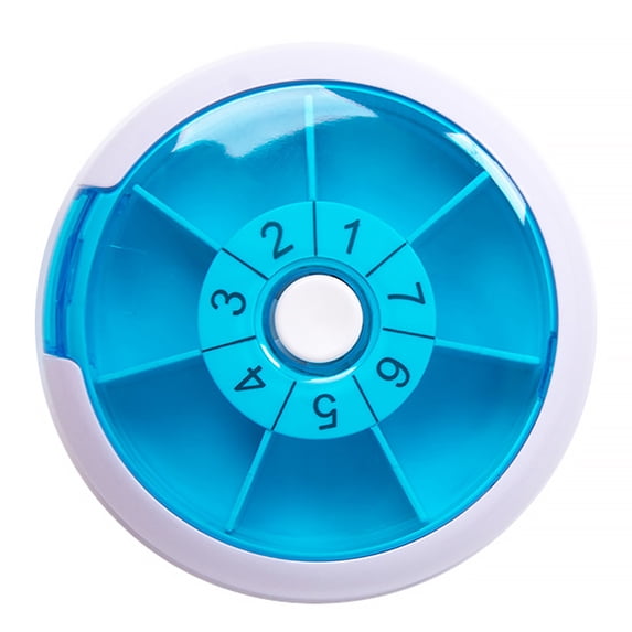 TOP-MAX 7-Day Circular Pill Organiser Case One Week Pill Box Weekly Medicine Box with Large Compartments Blue