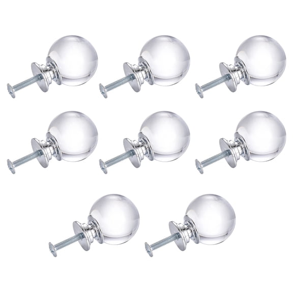 TOP-MAX 8PCS Artificial Crystal Cabinet Exterior Knobs Ball-Shaped Handles Single Hole Drawer Handles (Transparent)