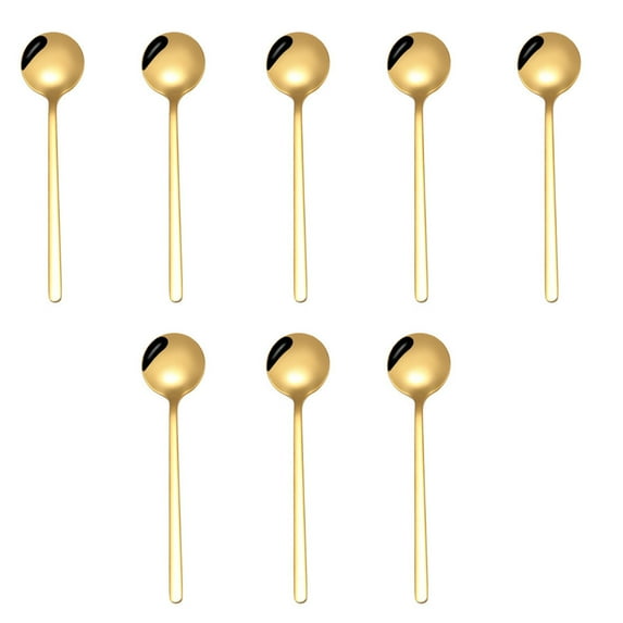 TOP-MAX 8PCS Mini Coffee Stirring Spoons Dessert Scoop Stainless Steel Teaspoons Titanium Gold