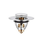TOP-MAX Brass Bounce Core Plug Sink Drain Pop-up Plug Kitchen Basin Stopper for Bathrooms Toilets Silver
