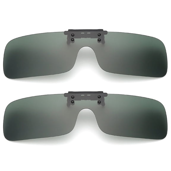 TOP-MAX Clip On Sunglasses, Polarized Lenses, Easy to Clip on Glasses, Unisex (2pcs, Dark Green)