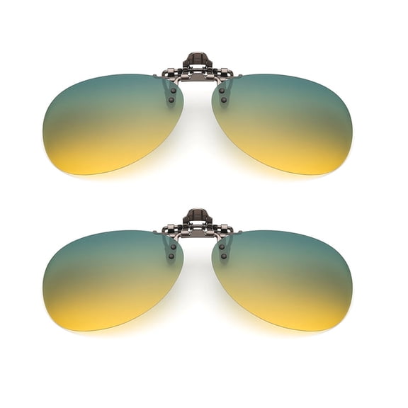 TOP-MAX Clip On Sunglasses, Polarized Lenses Glasses Clip for Frame Glasses, UV 400 Protection (2pcs, Oval)