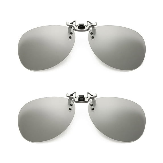 TOP-MAX Clip-on Polarized Sunglasses, Night Driving Glasses Clip, UV400 Protection Anti Glare (2pcs, Ellipse-Gray)