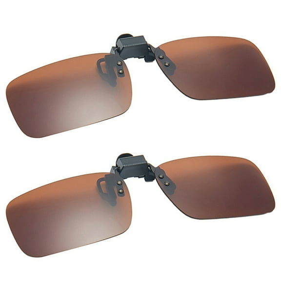 TOP-MAX Clip-on Polarized Sunglasses, Resin Lens Polarized Sunglasses Clip, for Men and Women (2pcs, Brown)