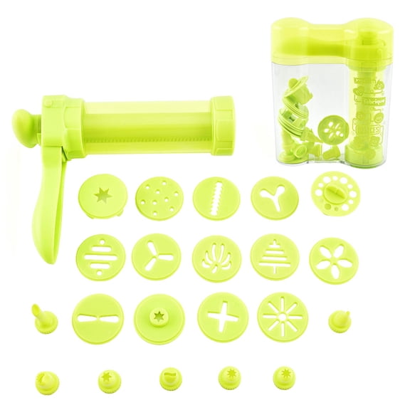 TOP-MAX Cookie Gun Set 7PCS Frosting Laminating Nozzles Icing Decoration Gun Set for Cookie Cupcake Cake Making (Green)