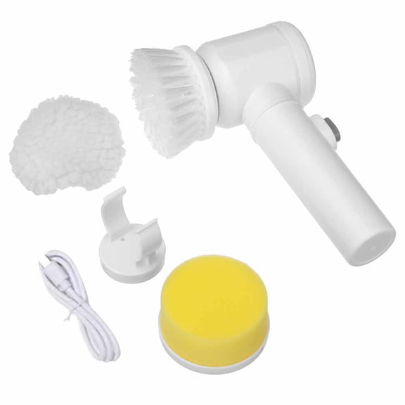 TOP-MAX Electric Spin Waterproof Scrubber with 3 Replaceable Brush Heads Handheld Cleaning Tools White