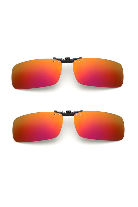 Fashion Glasses Clip, Flip up Sunglasses Clip, Polarized Night Vision Sunglasses Clip, Anti-Glare (2pcs, Red)