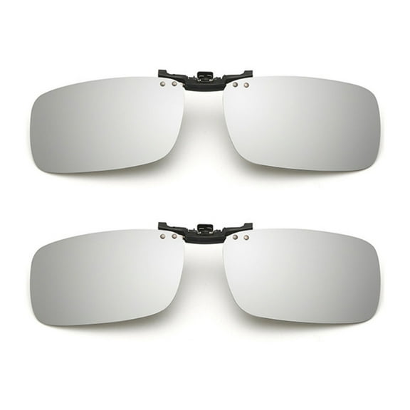 TOP-MAX Fashion Glasses Clip, Flip up Sunglasses Clip, Polarized Night Vision Sunglasses Clip, Anti-Glare (2pcs, Silver)