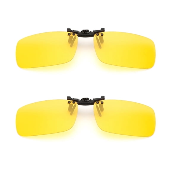 TOP-MAX Fashion Glasses Clip, Flip up Sunglasses Clip, Polarized Night Vision Sunglasses Clip, Anti-Glare (2pcs, Yellow Night Vision)