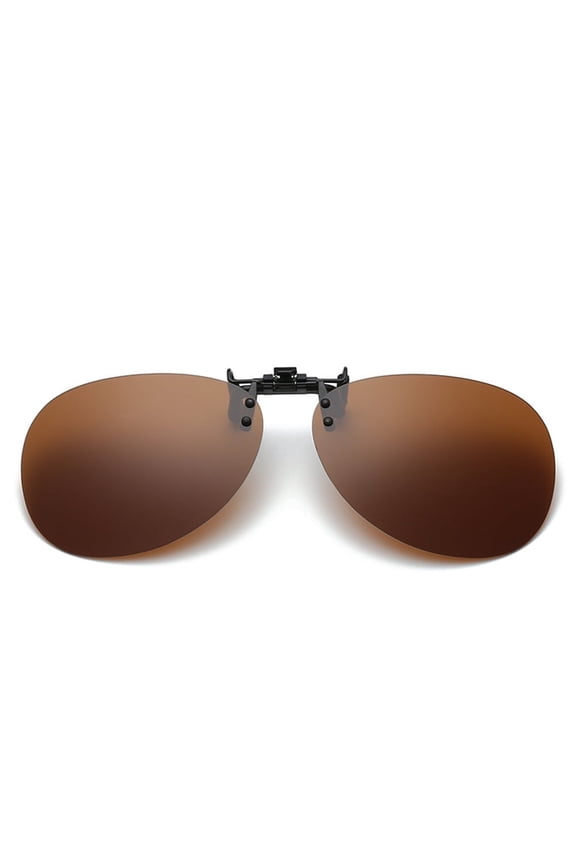 Fashion Polarized Sunglasses Clip, Polarized Lenses UV Protection, Night Vision Yellow Sunglasses Clip (1pcs, Brown)