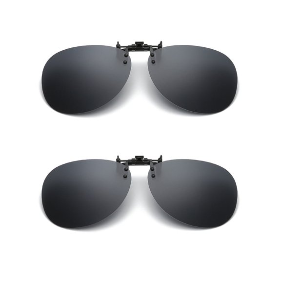 TOP-MAX Fashion Polarized Sunglasses Clip, Polarized Lenses UV Protection, Night Vision Yellow Sunglasses Clip (2pcs, Black Ash)