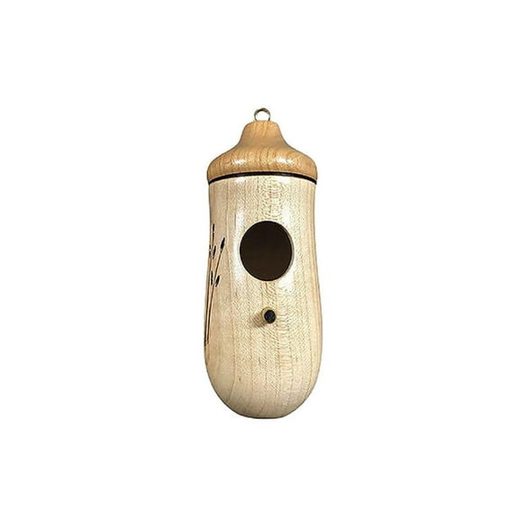 TOP-MAX Handmade Wooden Hummingbird House with Metal Ring Swinging Hummingbird Nest (Model-1)