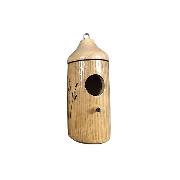 TOP-MAX Handmade Wooden Hummingbird House with Metal Ring Swinging Hummingbird Nest (Model-2)