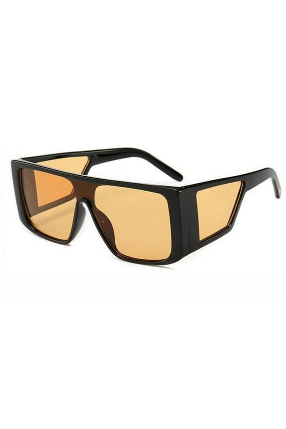 Large Frame Sunglasses, Square UV400 Sunglasses, Adult Safety Sunglasses for Men Women (1pcs, Black Frame Yellow Lens)