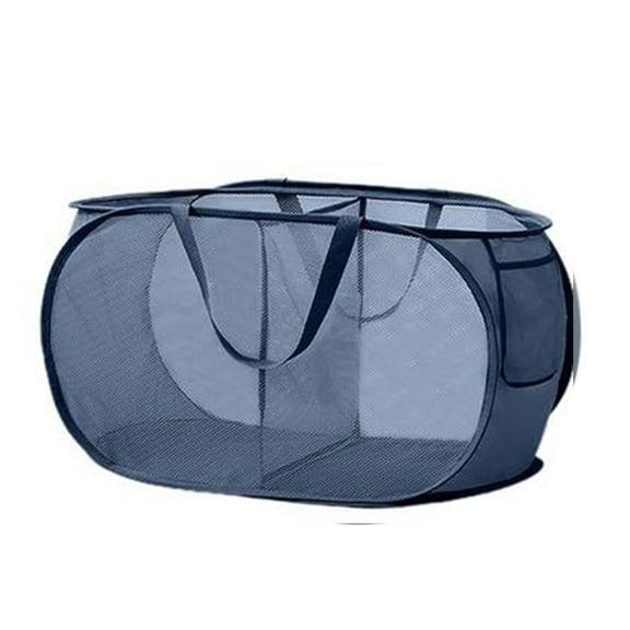 TOP-MAX Laundry Collapsible Clothes Hamper Pop up Laundry Hamper Foldable Clothes Organizer Bag (Dark Blue)