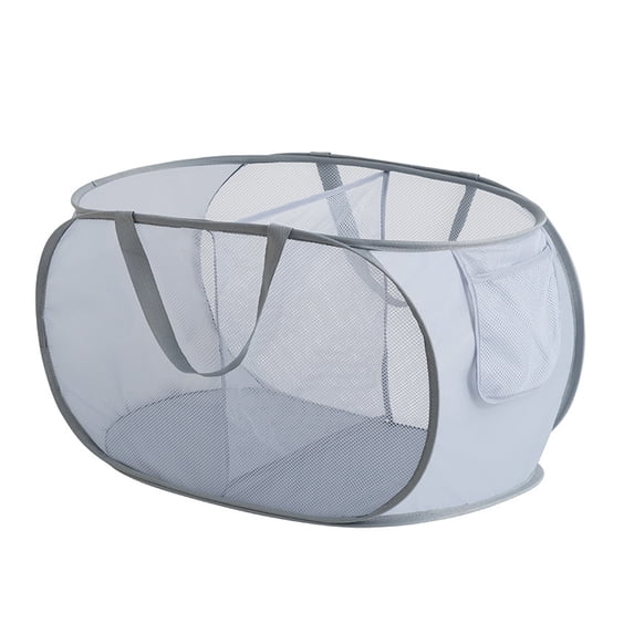 TOP-MAX Laundry Collapsible Clothes Hamper Pop up Laundry Hamper Foldable Clothes Organizer Bag (Grey)