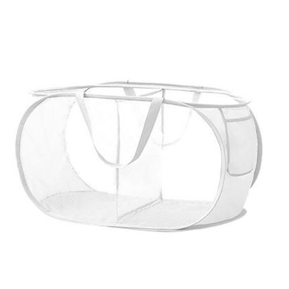 TOP-MAX Laundry Collapsible Clothes Hamper Pop up Laundry Hamper Foldable Clothes Organizer Bag (White)