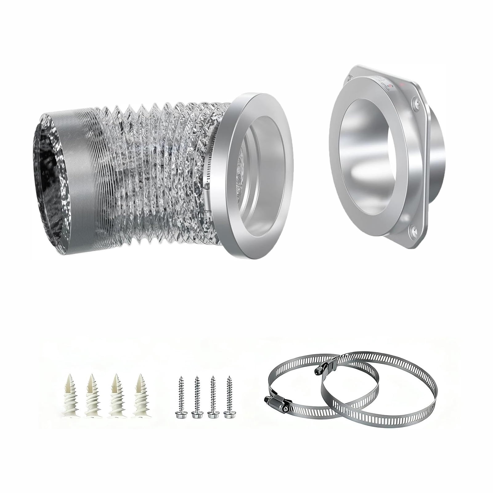 TOP-MAX Magnetic Dryer Vent Hose Connector Kit, Aluminum Alloy Dryer Exhaust Coupling Connector Kit, for Bathrooms, Kitchens, Workshops, Basements (Silver)