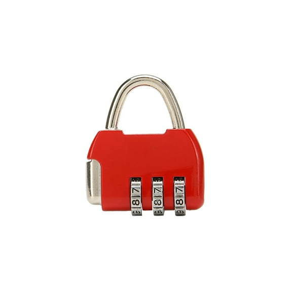 TOP-MAX Mini Digit Combination Padlock Zinc Alloy Digital Padlock for Luggage Cases School Office Red